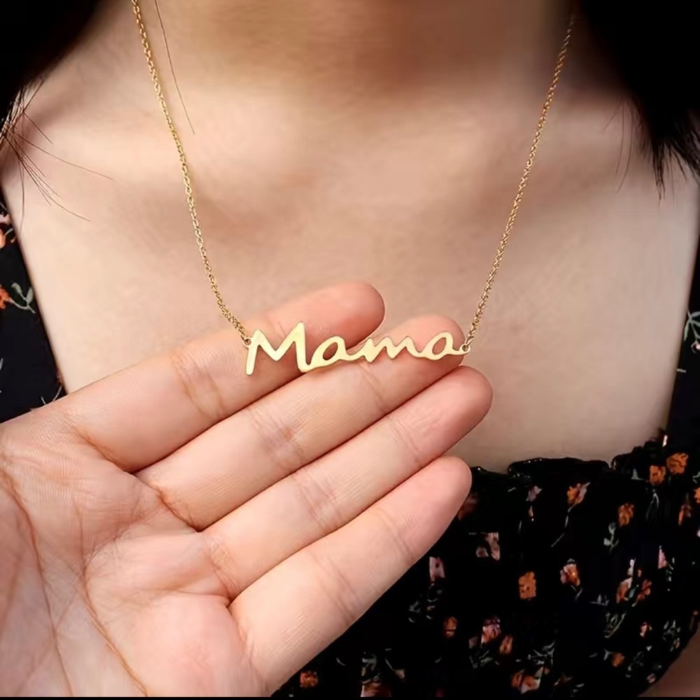 Mama Stainless Steel 18K gold plated Necklace